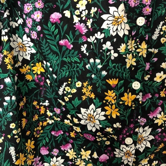 Old Navy floral print button down long sleeve shirt with ruffle shoulders Medium - Picture 6 of 8